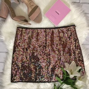 NWOT Express Pink Sequin Mini Skirt Size 7/8
